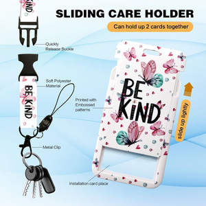 BE KIND butterfly buckle card holder with detachable lanyard, name badge, ID card holder, badge scroll wholesale. - Product Image 3