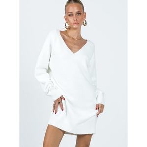 Vente en gros de robes en tricot à manches longues, col en V, ajustées, sexy, de haute qualité, pour l'automne et l'hiver - Product Image 2