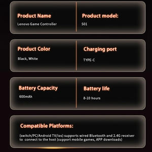 Lenovo S01 Wireless <span class=keywords><strong>Bluetooth</strong></span> 2.4GHz Controller di gioco per Switch/PC/Android TV/iOS con 3D Hall <span class=keywords><strong>Joystick</strong></span> e giroscopio a sei assi - Product Image 5