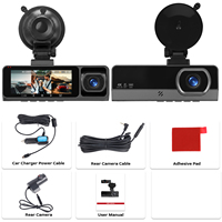 Caméra de tableau de bord Podofo 3,16 pouces à triple objectif, caméra avant + arrière, 4K et 1080P, vision nocturne, détection de mouvement, capteur G, enregistrement en boucle, ODM/OEM