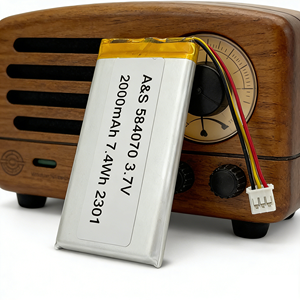 584070 고체 배터리 3.7V 2000mAh 재충전 가능 PCM/NTC 포함 500회 사이클 A&S 파워 고성능 장치용 - Product Image 1