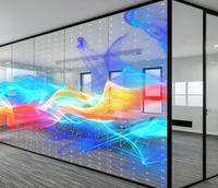 Film LED transparent holographique pour affichage sur façade de bâtiment, écran LED adhésif pour publicité commerciale