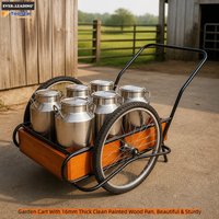 Chariot agricole mobile à deux roues robuste avec plateforme en bois, pneus pneumatiques de 26 pouces et tube en acier, idéal pour le transport de produits laitiers et agricoles (OEM)