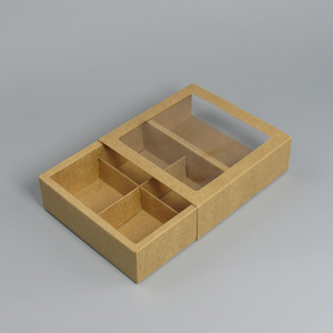 お菓子サンプルボックス <span class=keywords><strong>2</strong></span>/4区画 窓付き仕切り付き ペストリー焼き菓子包装 スイートケーキデザート ベーカリーキャリア - Product Image 6