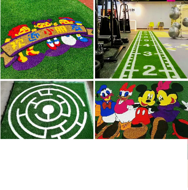Custom Pattern Simulation Synthetic Lawn Artificial Outdoor Kindergarten Cartoon Gym Carpet Indoor Artificial Fake Turf