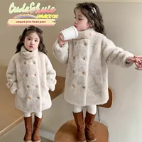 Manteau mi-long en fausse fourrure pour filles, style célébrité internet, nouvelle collection hiver 2026, tendance, en coton, pour enfants