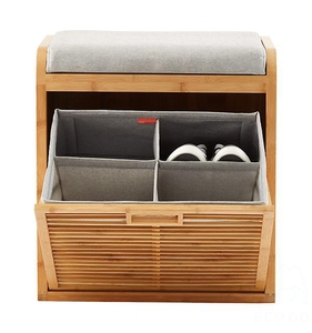 Cheap Door Entryway Comfy <strong>Padded</strong> <strong>Bench</strong> Shoe Cabinet Bamboo Shoe Rack <strong>Bench</strong> - Product Image 2