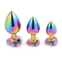 Jouets anaux en métal SM en forme de cœur colorés pour adultes, kit d'expansion anale, plug en acier inoxydable, jouet sexuel pour adultes, 3 tailles