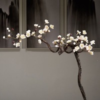 Bouquet de fleurs artificielles modernes sur pied, en soie, avec branches longues et séchées, fausses fleurs de prunier faites à la main