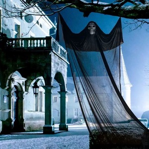 Décoration d'Halloween suspendue grande taille : Fantôme effrayant en gaze avec crâne pour maison hantée et fête en extérieur - Product Image 5