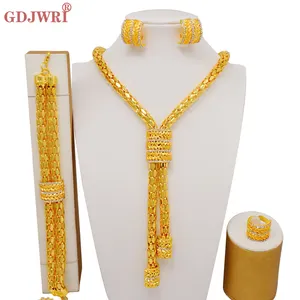 GDJWRI BJ1006 African necklace earring luxury full set costume gold women fashion sets jewelry in dubai gold