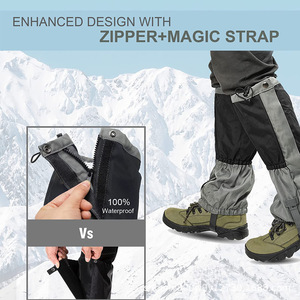 Polainas de Nieve Woqi Negras y Grises, Tela Impermeable Ripstop 600D, Protección para Piernas Unisex para Senderismo, Caza y Actividades al Aire Libre - Product Image 2
