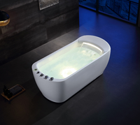 Grande baignoire à remous autoportante en acrylique moderne de 1.8m pour 2 personnes avec double jet Robinet de bain de massage pour salle de bain pour hôtels