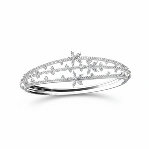 1.00TCW Real Round Diamond Unique Designer <b>Bangle</b> <b>Bracelet</b> in White Gold - Product Image 2