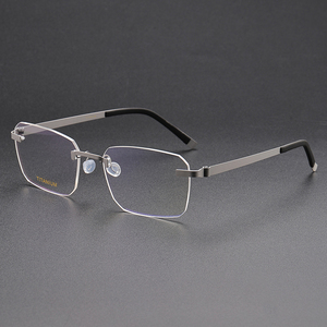 2434, venta al por mayor, marco cuadrado óptico sin marco, gafas sin montura, gafas para hombres y mujeres, gafas ópticas de titanio de alta calidad - Product Image 3