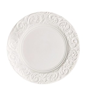 Platos Base Decorativos Antiguos, Plato Base Redondo de Plástico Blanco de 13 Pulgadas con Relieve para Cenas, Bodas, Decoración Elegante de Mesa - Product Image 1