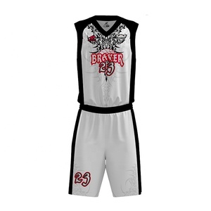 2019 Hot Selling Custom Unique Basketball Team Wear Reversible Basketball Uniform Set - Product Image 3