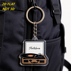 Folklore <strong>Record</strong> Player Acrylic <strong>Keychain</strong> Vintage Turntable With Vinyl &amp; Script Text, Durable Double-Sided Charm For Keys Or Bags - Product Image 3