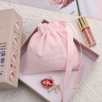 Sacs-cadeaux en velours rose avec cordons Logo personnalisé imprimé pochettes à bijoux en velours pour faveurs de mariage sac de bonbons de Noël faveur de fête