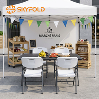 Table pliante en HDPE noir de 6 pieds, mobilier commercial portable pour événements hôteliers en plein air