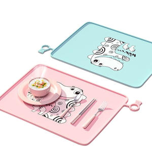 Placemat de silicona para niños, cuadrado grande, libre de BPA, con asa, apto para uso alimentario, seguro para bebés y estudiantes. - Product Image 2