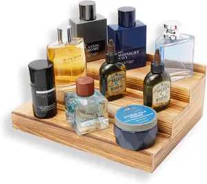 Caja organizadora de almacenamiento de tocador Modular de madera maciza con cajón de extracción, Caddy en ángulo de mesa para caja de Perfume de joyería