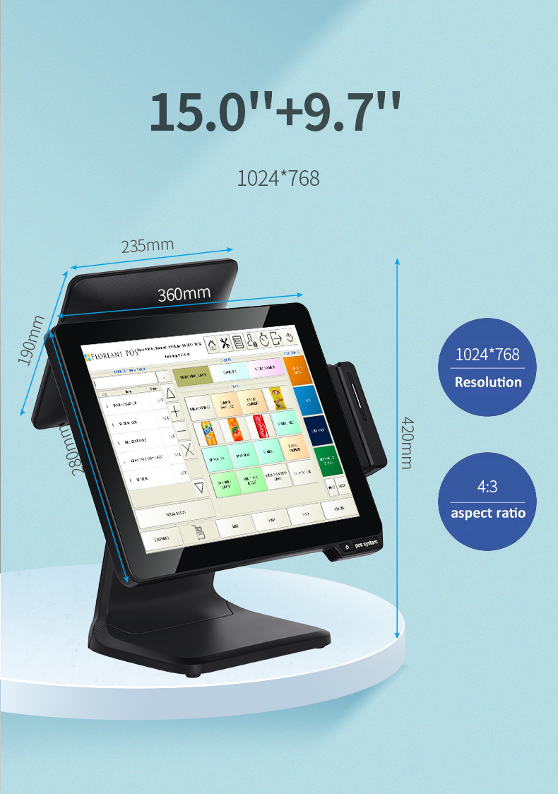 3years warranty 15inch aluminium alloy shell touch all in one Fanless Pos systems for store