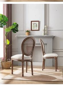 <span class=keywords><strong>Antiguo</strong></span> <span class=keywords><strong>francés</strong></span> retro muebles de moda antigua de madera maciza con respaldo redondo de ratán Silla de comedor para restaurante de hotel - Product Image 2