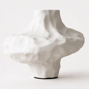 Florero de Cerámica Blanco Escultural Asimétrico Abstracto Moderno, Florero de Cerámica Blanco Mate para Decoración del Hogar - Product Image 1