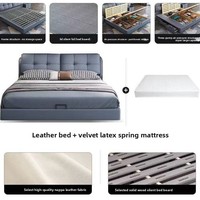 2026 Neues Modell Schlafzimmer-Softbett aus Echtleder, Hochwertig, Elegant, Modern, Minimalistisch, Multifunktional, Kiefernholzrahmen, Komplett