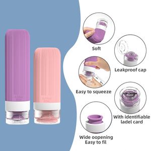 Portable Silicone Liquid Bottles Leakproof Refillable With <b>Storage</b> Pouch Shampoo Containers for Outdoor Trip - Product Image 3