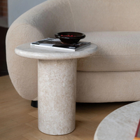 Table basse en marbre naturel Cammy Stone, table d'appoint, plateau de table elliptique irrégulier pour salon, chambre à coucher