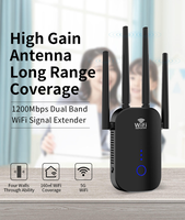 1200Mbps WiFi Genişletici WiFi Tekrarlayıcı Çift Bantlı 5GHz 2.4GHz Sinyal Güçlendirici, 4 Harici Antenli WPS AP Modu LAN Portu