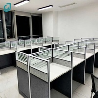 Escritorio de Oficina Moderno con Cubículo y Pantalla de Privacidad, Escritorio de Computadora de Madera con Archivador de 3 Cajones