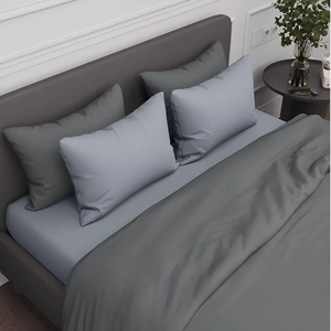 Wholesale Luxury 100% Cotton Satin Queen Size Bed Sheet Set Modern <strong>Grey</strong> Hotel Quilt <strong>Duvet</strong> <strong>Cover</strong> Flat Sheet for Home Hospital Use - Product Image 2