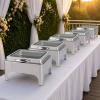 Réchaud alimentaire en acier inoxydable, chauffage à l'alcool, contrôle automatique de la température, 6L, 50-70°C, service de restauration, banquet de mariage, hôtel