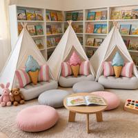 Tente tipi pliable en toile de coton pour enfants, idéale pour les fêtes et les nuits passées, vente en gros