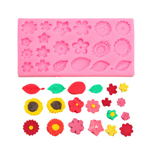 Molde de Silicona para Pastel con Forma de Rectángulo 3D, 20 Diseños Diferentes, Tamaños de Girasol, Margarita, Ciruela, Cereza, Orquídea, Rosa, Berenjena y Hojas, para Manualidades - Product Image 1