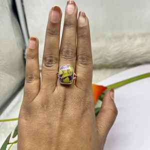 Purple Turquoise Solid 925 Sterling Silver Unisex Luxury Handmade Bridesmaid Oval <b>Stone</b> Ring for Party Wedding & Anniversary - Product Image 1