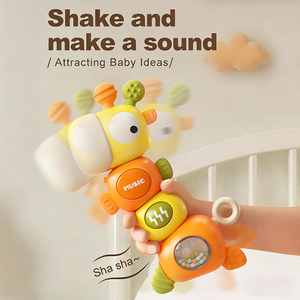 Jouet musical interactif girafe pour bébés, hochet <span class=keywords><strong>de</strong></span> dentition avec textures douces, jouet sensoriel lumineux pour le développement - Product Image 4