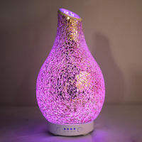 Diffuseur d'huiles essentielles électrique à ultrasons en verre craquelé, capacité 100 ml, lumières LED colorées, humidificateur pour hôtel et maison