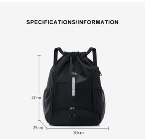 กระเป๋าเป้สะพายหลังแบบมีเชือกผูก ผลิตจากโพลีเอสเตอร์ 210D กันน้ำ แฟชั่นสำหรับทุกเพศ พิมพ์โลโก้ได้ตามต้องการ พร้อมซิปปิด เหมาะสำหรับออกกำลังกาย พักผ่อน และเล่นกีฬา - Product Image 2