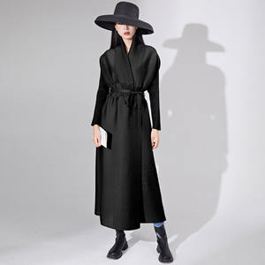 เสื้อโค้ทเทรนช์แฟชั่นเกาหลี ดีไซน์เนอร์ ทรงหลวม ผูกเชือก ระดับไฮเอนด์ จีบยาว ชุดคลุมมุสลิม ไซส์ใหญ่ ผ้าโพลีเอสเตอร์บาง เสื้อผ้าผู้หญิง - Product Image 6