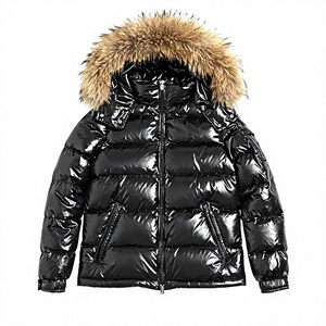 Men's Black Polyester Wadding Bomber Jacket Hooded <b>Fur</b> Trim Eco-Friendly Waterproof Spring Casual <b>Coat</b> Regular Fit Front <b>Vintage</b> - Product Image 1