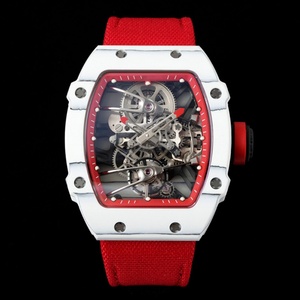 High-end white ceramic tonneau-shaped <b>automatic</b> mechanical men's <b>watch</b>, <b>skeletonized</b> movement, shock-resistant racing-style wate - Product Image 3