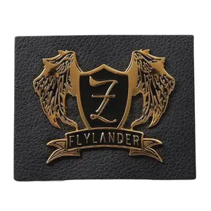 High quality Factory price Leather Labels Supplier Custom Embossed Logo Black Engraved Plate Metal Patches for Clothing