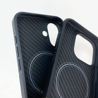 Funda de Teléfono Ultrafina de Fibra de Carbono Negra de Lujo para 18 17 16 Pro Max, Protección 360, Compatible con Carga Inalámbrica Magnética