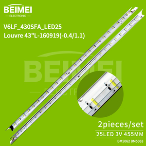 <span class=keywords><strong>Bande</strong></span> de rétroéclairage <span class=keywords><strong>LED</strong></span> <span class=keywords><strong>pour</strong></span> téléviseur V6LF_430SFA_LED25 Louvre 43 pouces - 160919 <span class=keywords><strong>pour</strong></span> <span class=keywords><strong>Samsung</strong></span> 43 pouces - 25 <span class=keywords><strong>LED</strong></span> - 3V - 445 mm - 2 pièces/ensemble - Product Image 2