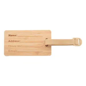 Etichetta per bagagli in bambù, merchandising sostenibile - Product Image 3