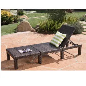 Neu gestaltete Luxus moderne Design Strand Sonnen liege Allwetter Rattan Sonnen liege Freizeit Stil Korb Chaiselongue